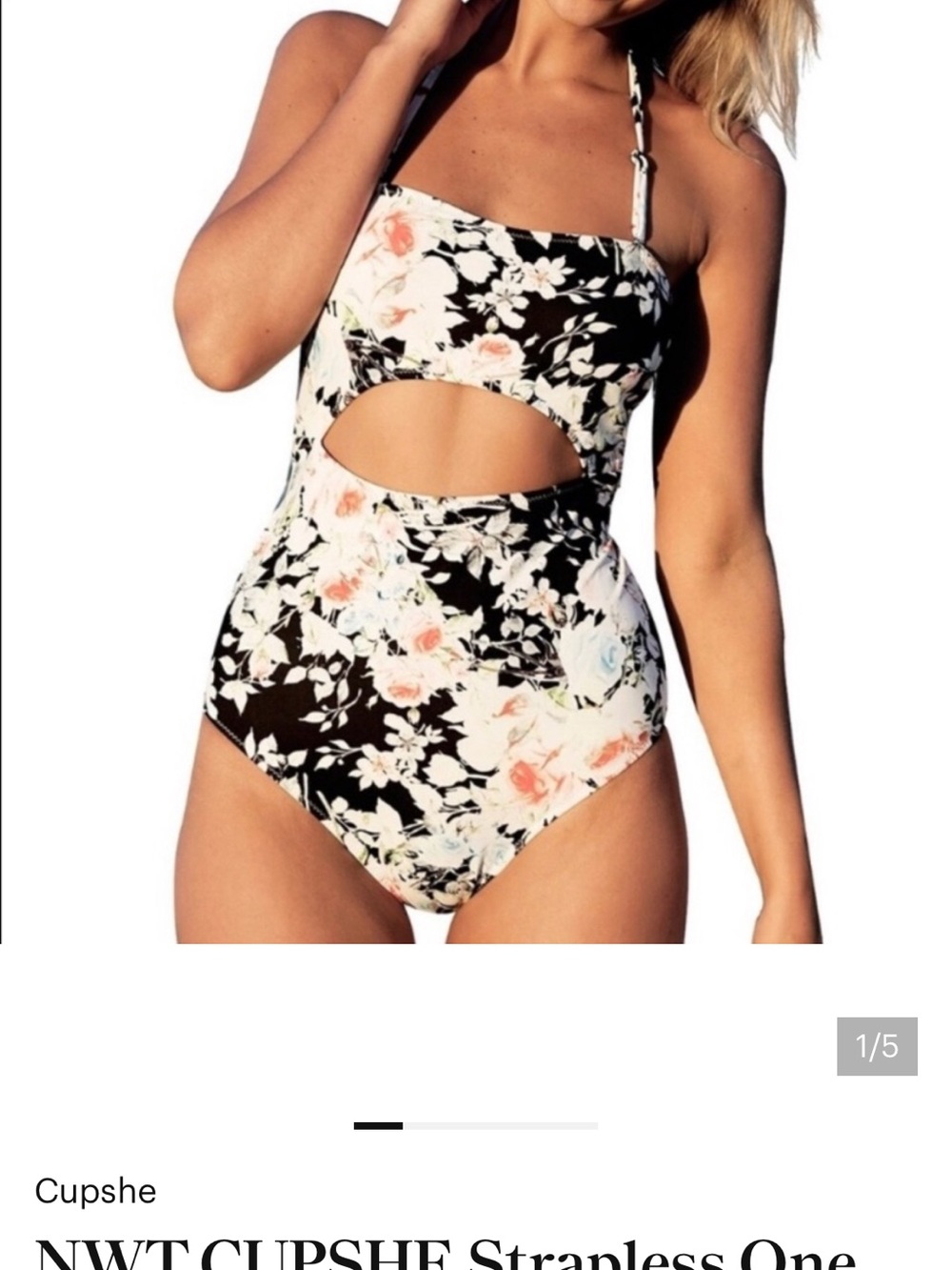 Cupshe Floral Cutout One-Piece Swimsuit